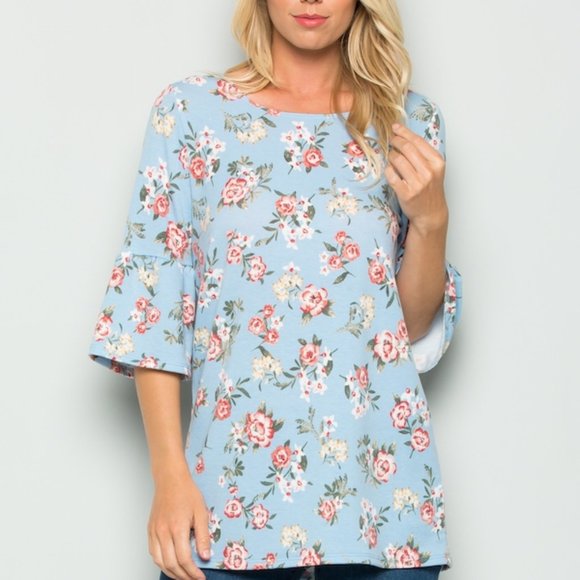 Summer knitted top with floral prints. - Picture 3 of 10